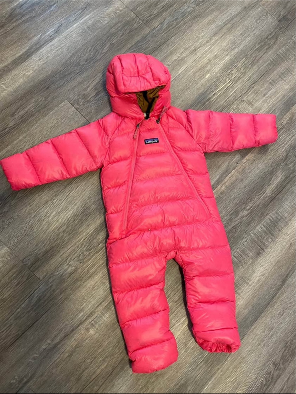 Patagonia Kids Pink and Brown Insulated Hooded Bunting